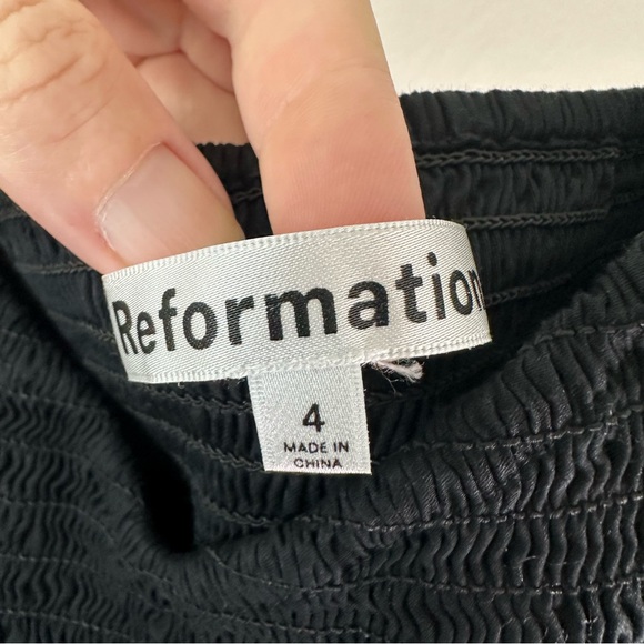 Reformation Sariah smocked organic cotton midi dress SZ US 4 - Picture 8 of 8